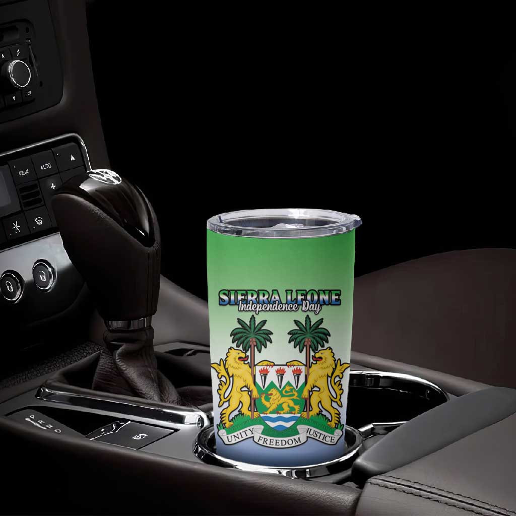 Personalised Sierra Leone Independence Day Tumbler Cup Coat Of Arms Flag Map