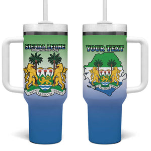 Personalised Sierra Leone Independence Day Tumbler With Handle Coat Of Arms Flag Map