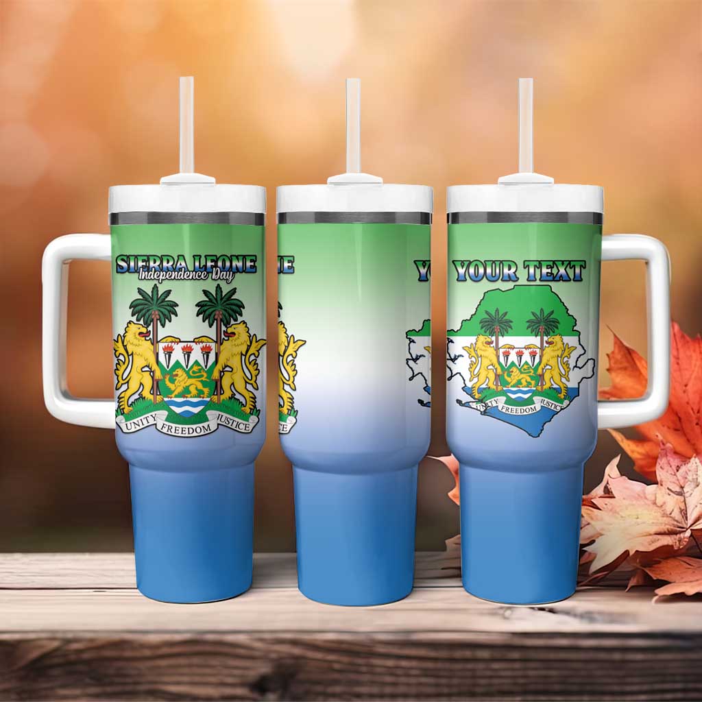 Personalised Sierra Leone Independence Day Tumbler With Handle Coat Of Arms Flag Map