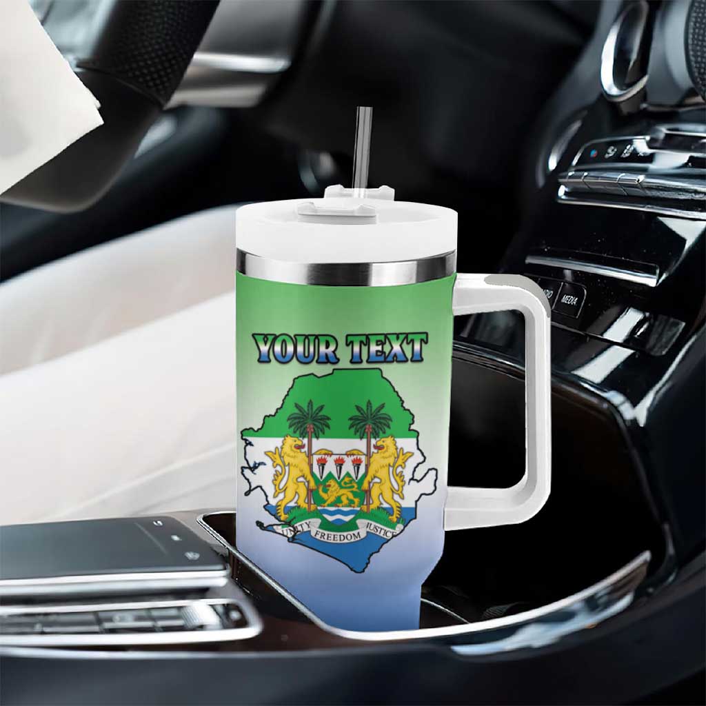 Personalised Sierra Leone Independence Day Tumbler With Handle Coat Of Arms Flag Map