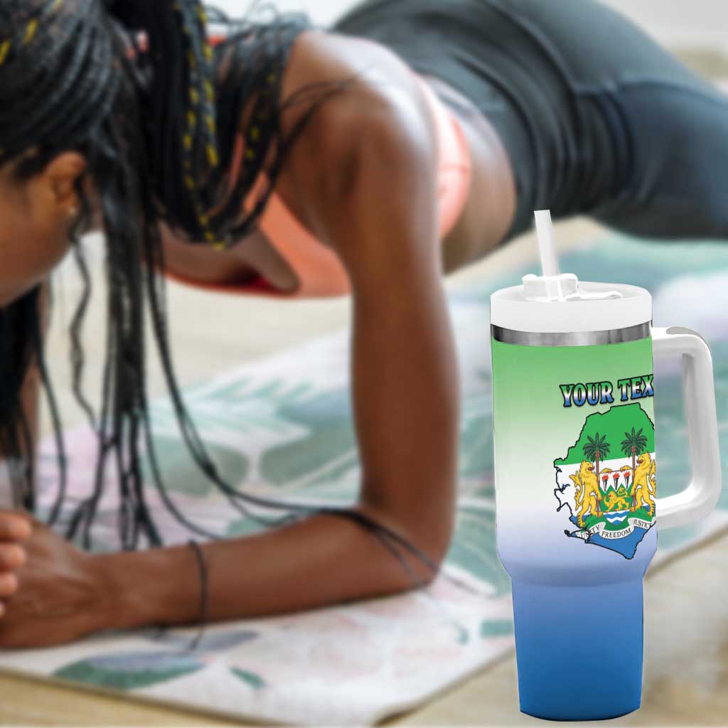 Personalised Sierra Leone Independence Day Tumbler With Handle Coat Of Arms Flag Map