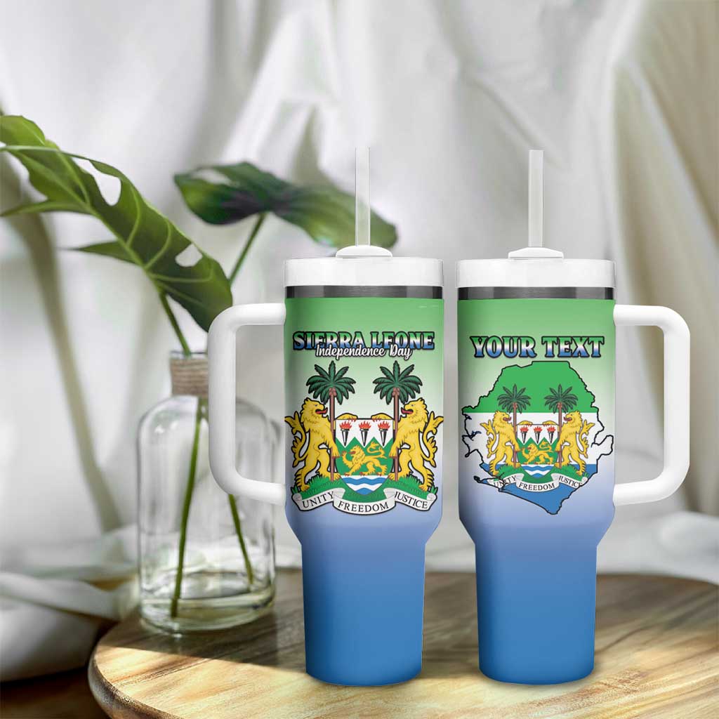 Personalised Sierra Leone Independence Day Tumbler With Handle Coat Of Arms Flag Map