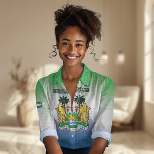 Personalised Sierra Leone Independence Day Women Casual Shirt Coat Of Arms Flag Map