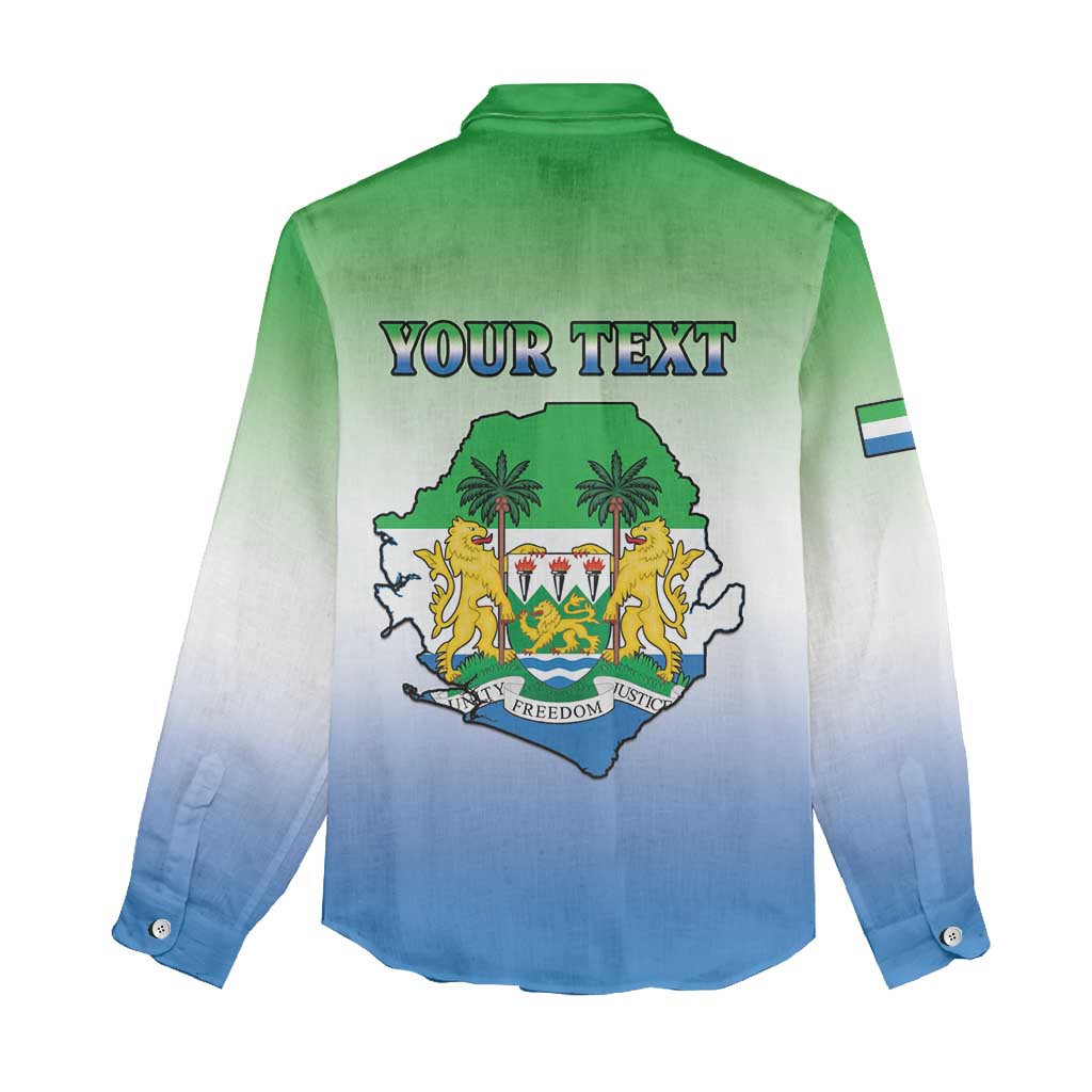 Personalised Sierra Leone Independence Day Women Casual Shirt Coat Of Arms Flag Map