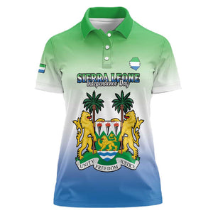 Personalised Sierra Leone Independence Day Women Polo Shirt Coat Of Arms Flag Map