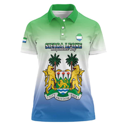 Personalised Sierra Leone Independence Day Women Polo Shirt Coat Of Arms Flag Map