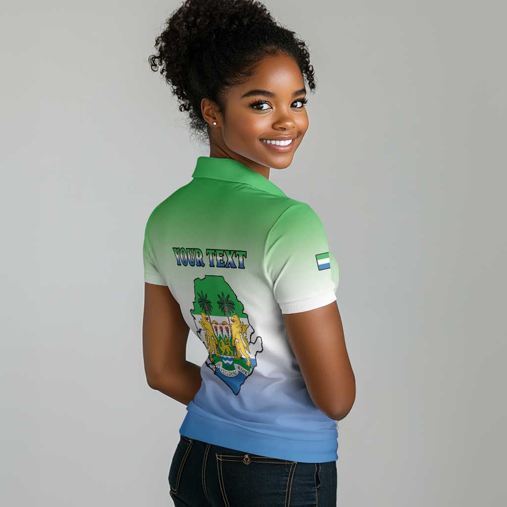 Personalised Sierra Leone Independence Day Women Polo Shirt Coat Of Arms Flag Map