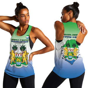 Personalised Sierra Leone Independence Day Women Racerback Tank Coat Of Arms Flag Map