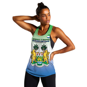 Personalised Sierra Leone Independence Day Women Racerback Tank Coat Of Arms Flag Map