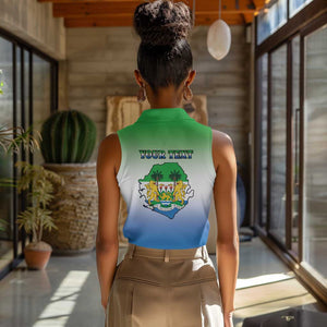 Personalised Sierra Leone Independence Day Women Sleeveless Polo Shirt Coat Of Arms Flag Map
