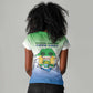 Personalised Sierra Leone Independence Day Women V-Neck T-Shirt Coat Of Arms Flag Map