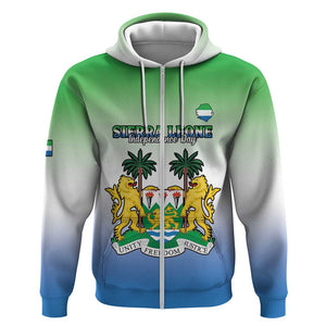 Personalised Sierra Leone Independence Day Zip Hoodie Coat Of Arms Flag Map