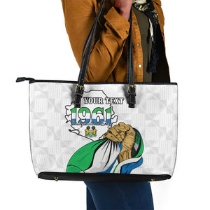 Personalised Happy Independence Sierra Leone Leather Tote Bag April 27th