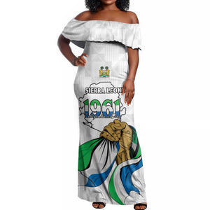 Personalised Happy Independence Sierra Leone Off Shoulder Maxi Dress April 27th