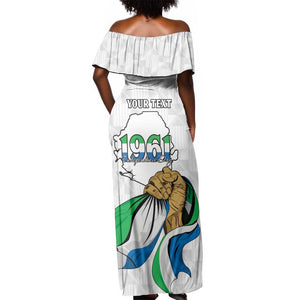 Personalised Happy Independence Sierra Leone Off Shoulder Maxi Dress April 27th