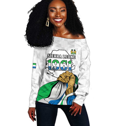 Personalised Happy Independence Sierra Leone Off Shoulder Sweater April 27th
