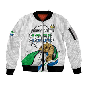 Personalised Happy Independence Sierra Leone Sleeve Zip Bomber Jacket April 27th