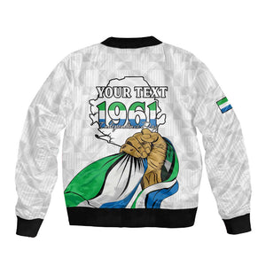 Personalised Happy Independence Sierra Leone Sleeve Zip Bomber Jacket April 27th