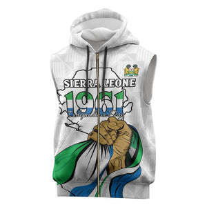 Personalised Happy Independence Sierra Leone Sleeveless Zip Hoodie April 27th - African Pride