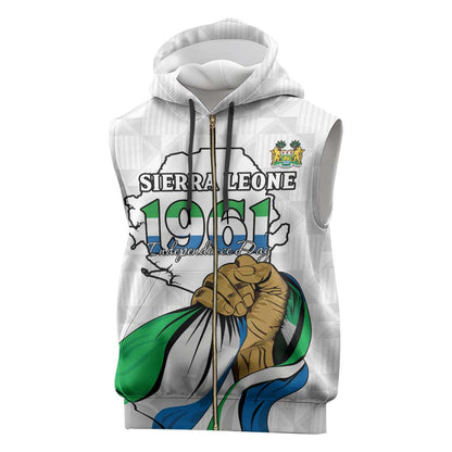 Personalised Happy Independence Sierra Leone Sleeveless Zip Hoodie April 27th - African Pride