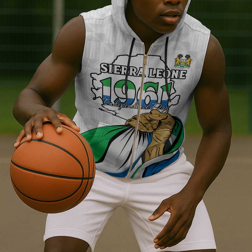 Personalised Happy Independence Sierra Leone Sleeveless Zip Hoodie April 27th - African Pride