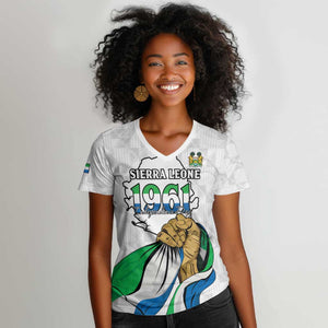 Personalised Happy Independence Sierra Leone Women V-Neck T-Shirt April 27th