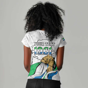Personalised Happy Independence Sierra Leone Women V-Neck T-Shirt April 27th