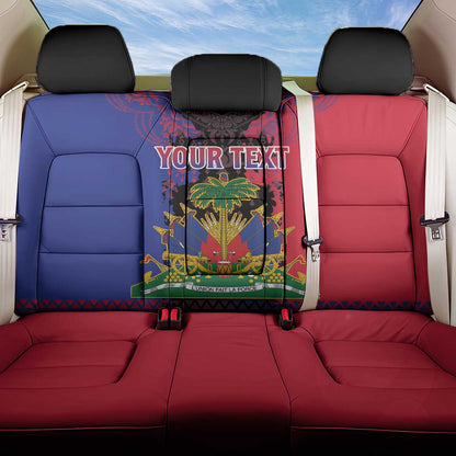 Personalised Haitian Heritage Month Back Car Seat Cover Coat Of Arms With Dashiki Pattern