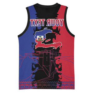 Personalised Haitian Heritage Month Basketball Jersey Coat Of Arms With Dashiki Pattern - African Pride
