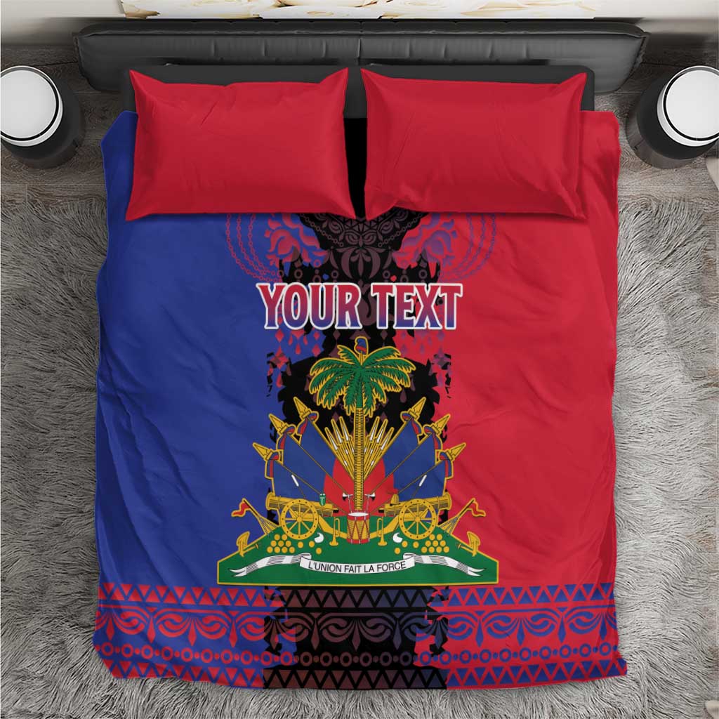 Personalised Haitian Heritage Month Bedding Set Coat Of Arms With Dashiki Pattern