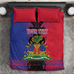 Personalised Haitian Heritage Month Bedding Set Coat Of Arms With Dashiki Pattern