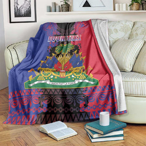 Personalised Haitian Heritage Month Blanket Coat Of Arms With Dashiki Pattern
