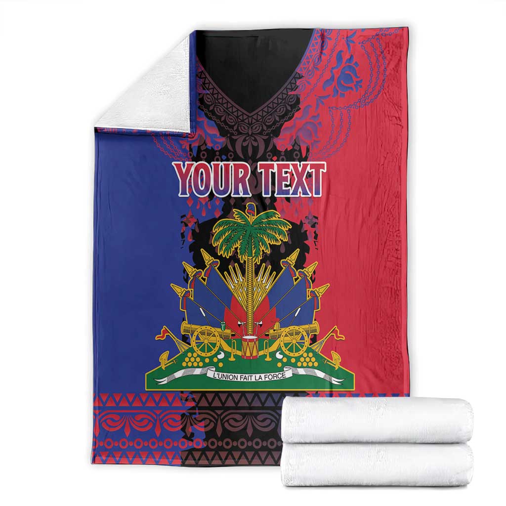 Personalised Haitian Heritage Month Blanket Coat Of Arms With Dashiki Pattern