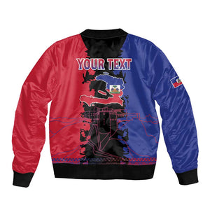 Personalised Haitian Heritage Month Bomber Jacket Coat Of Arms With Dashiki Pattern