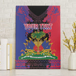 Personalised Haitian Heritage Month Canvas Wall Art Coat Of Arms With Dashiki Pattern