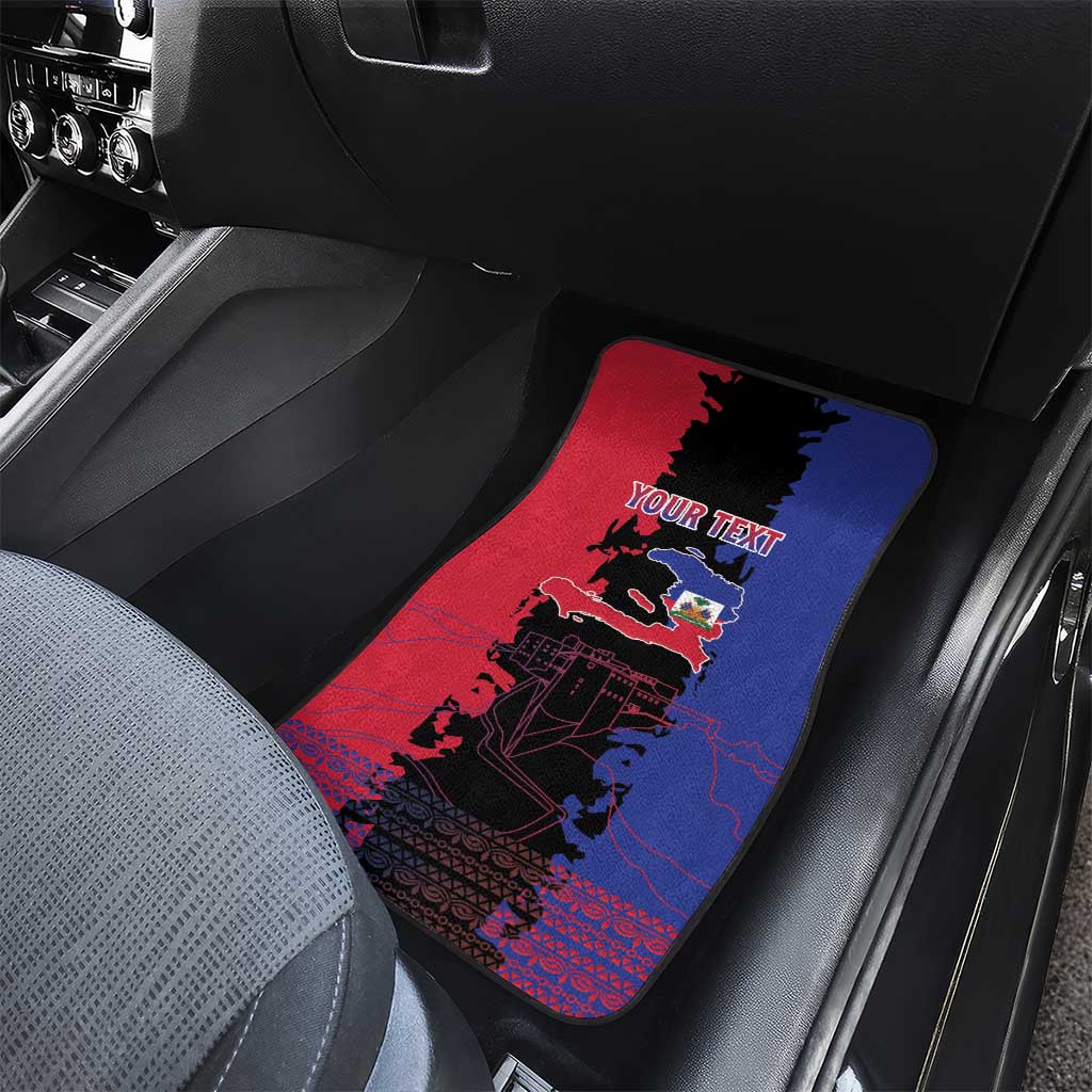 Personalised Haitian Heritage Month Car Mats Coat Of Arms With Dashiki Pattern