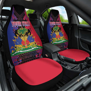 Personalised Haitian Heritage Month Car Seat Cover Coat Of Arms With Dashiki Pattern