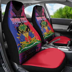 Personalised Haitian Heritage Month Car Seat Cover Coat Of Arms With Dashiki Pattern