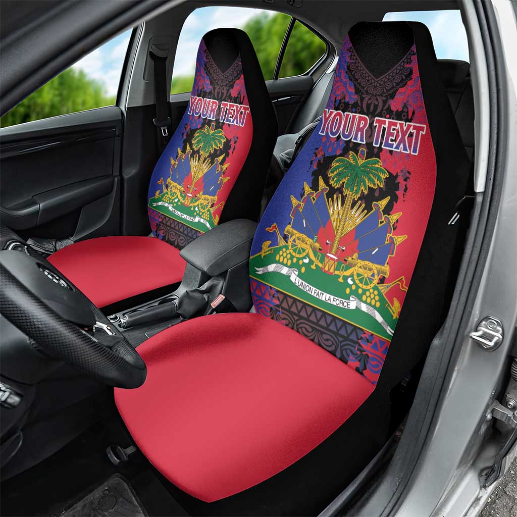 Personalised Haitian Heritage Month Car Seat Cover Coat Of Arms With Dashiki Pattern