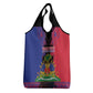 Personalised Haitian Heritage Month Grocery Bag Coat Of Arms With Dashiki Pattern