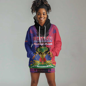 Personalised Haitian Heritage Month Hoodie Dress Coat Of Arms With Dashiki Pattern