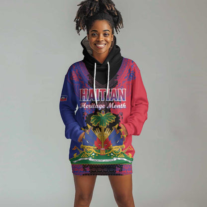Personalised Haitian Heritage Month Hoodie Dress Coat Of Arms With Dashiki Pattern