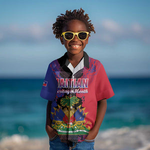 Personalised Haitian Heritage Month Kid Hawaiian Shirt Coat Of Arms With Dashiki Pattern
