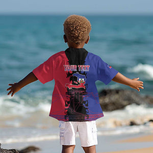 Personalised Haitian Heritage Month Kid Hawaiian Shirt Coat Of Arms With Dashiki Pattern