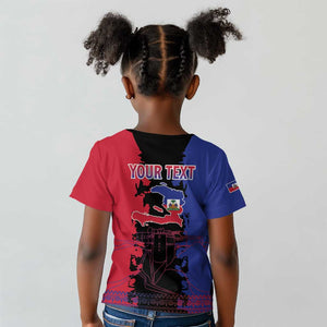 Personalised Haitian Heritage Month Kid T shirt Coat Of Arms With Dashiki Pattern