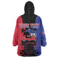 Personalised Haitian Heritage Month Kid Wearable Blanket Hoodie Coat Of Arms With Dashiki Pattern