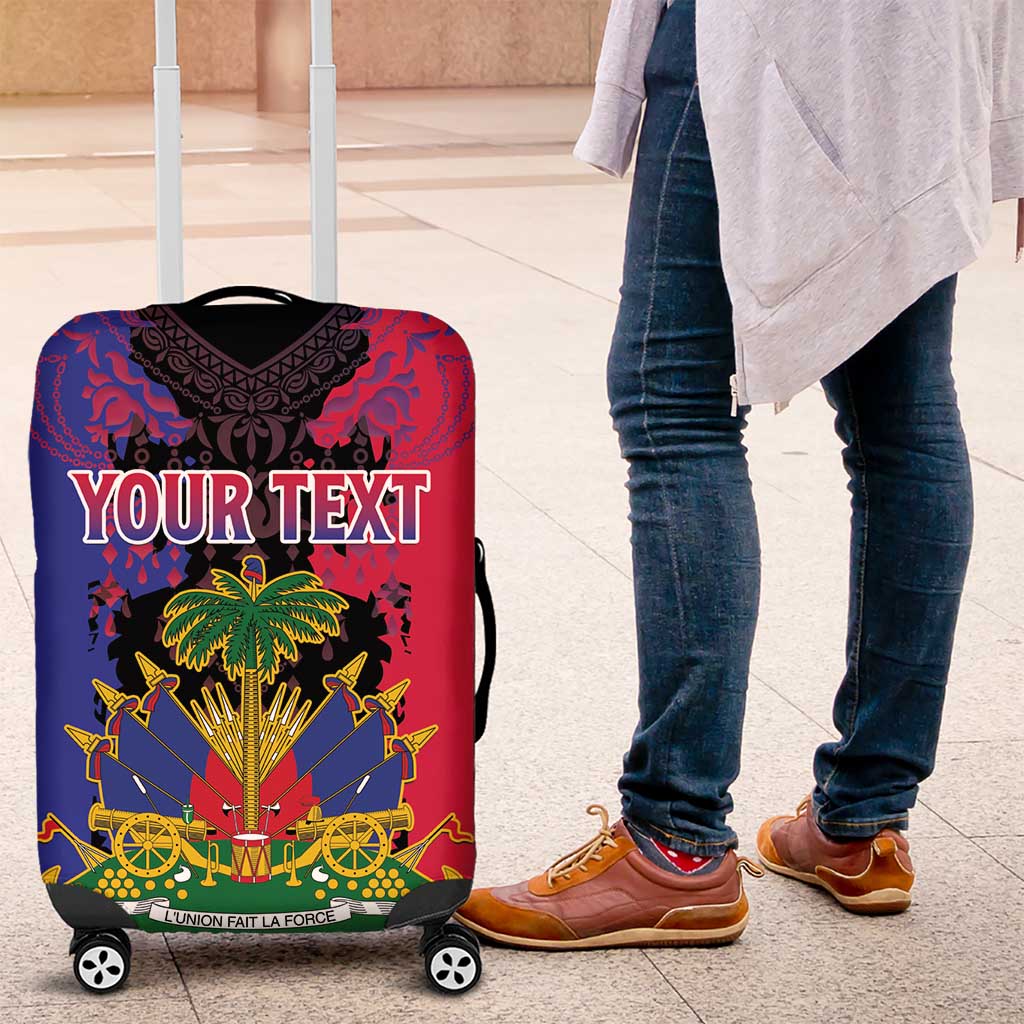 Personalised Haitian Heritage Month Luggage Cover Coat Of Arms With Dashiki Pattern
