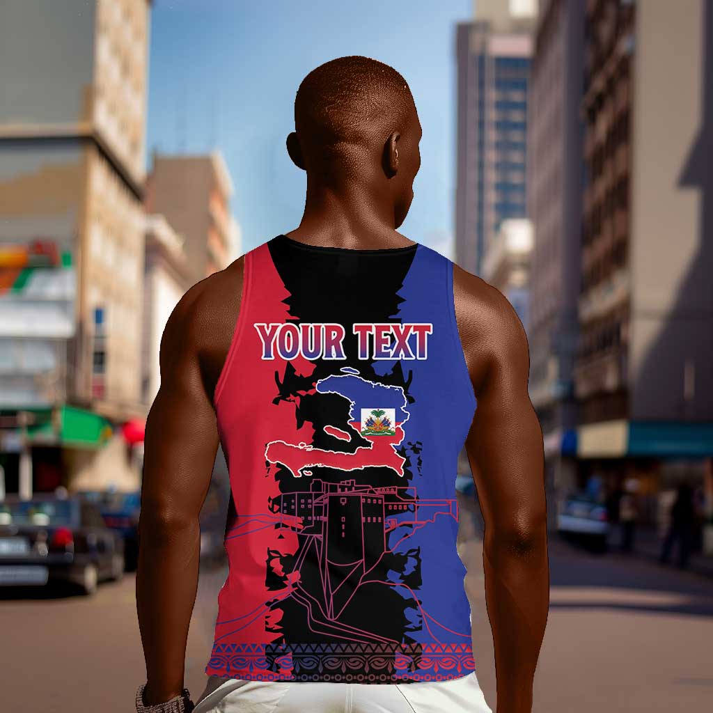 Personalised Haitian Heritage Month Men Tank Top Coat Of Arms With Dashiki Pattern