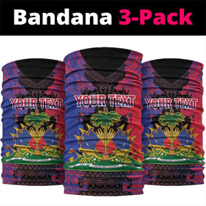 Personalised Haitian Heritage Month Neck Gaiter Coat Of Arms Dashiki Pattern LT15