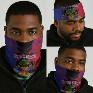 Personalised Haitian Heritage Month Neck Gaiter Coat Of Arms Dashiki Pattern LT15